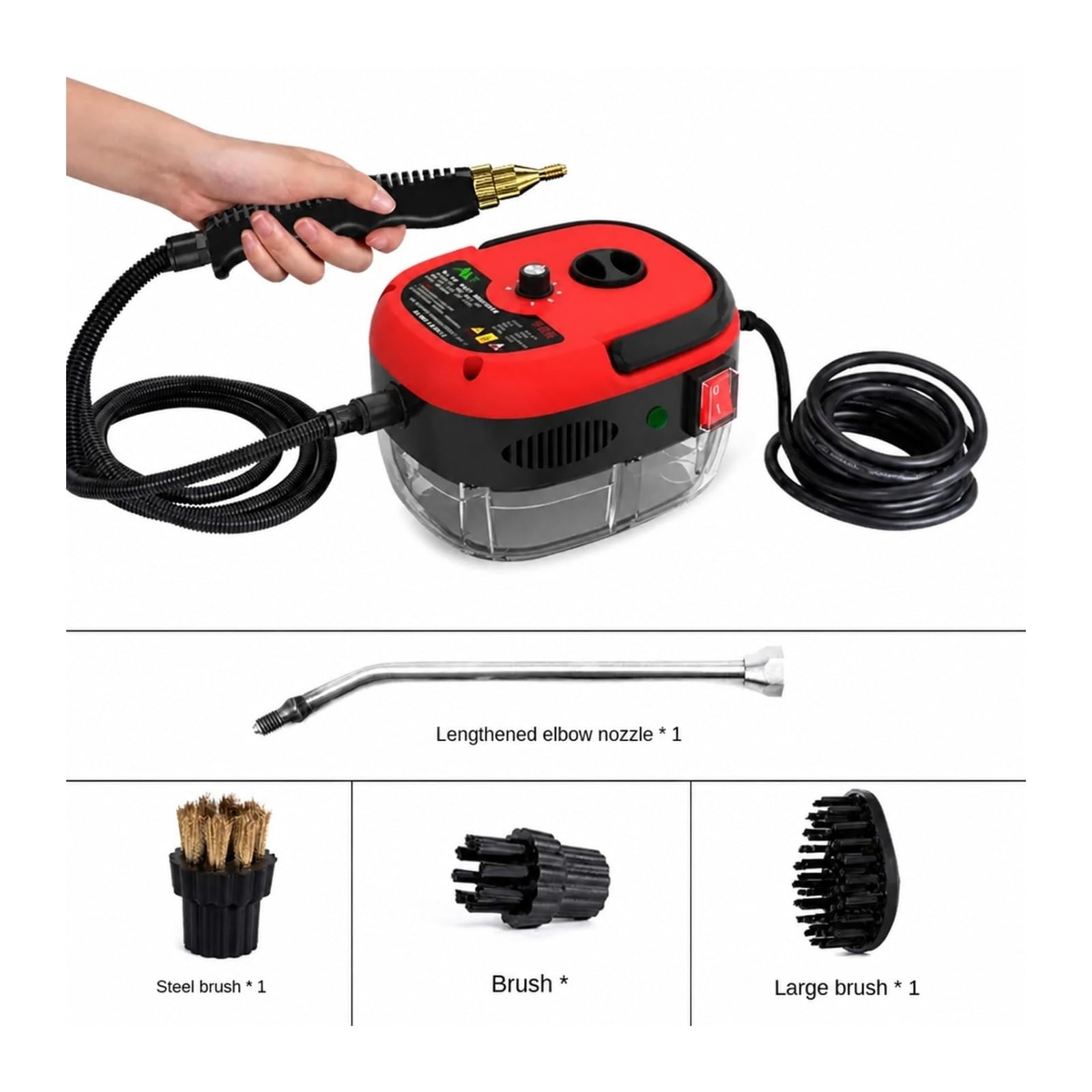 Środek do czyszczenia mopa parowego, 2500W odkurzacz parowy wysokotemperaturowa myjka strumieniowa okap do klimatyzatora kuchennego maszyna do czyszczenia samochodu sprzęt AGD(Red)