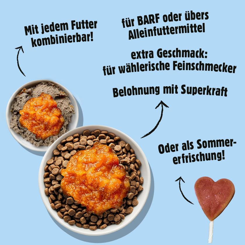 Fellows Golden Topping für Hunde - Ergänzungsfuttermittel mit Kürbis, Süßkartoffel, Kurkuma, vegetarisch, fördert Flüssigkeitsaufnahme, Vitaminboost, als Hunde EIS geeignet, Barf-geeignet, 9 x 200 g