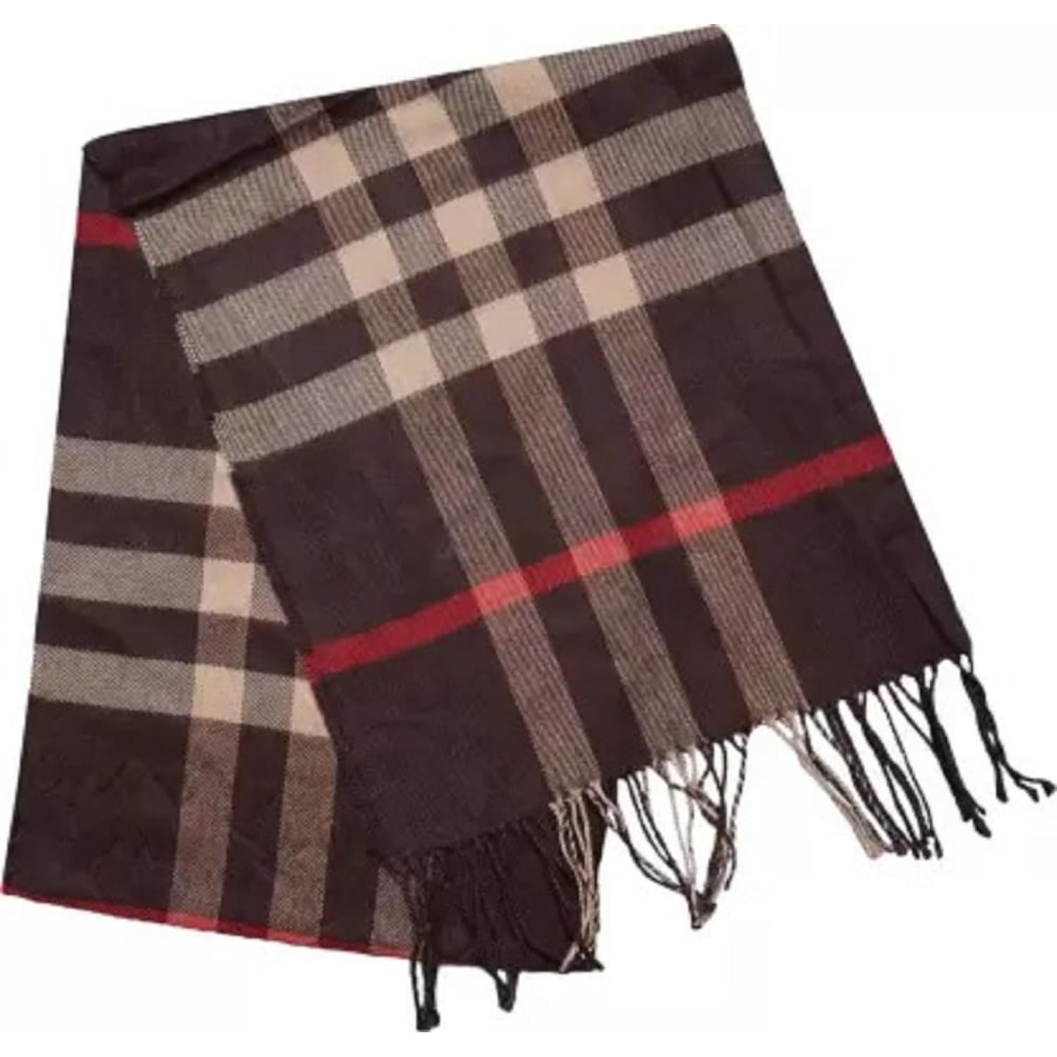 voici France Men's & Women's checkered Casual Soft and Warm Woolen Muffler for winter brown big size-picture-22
