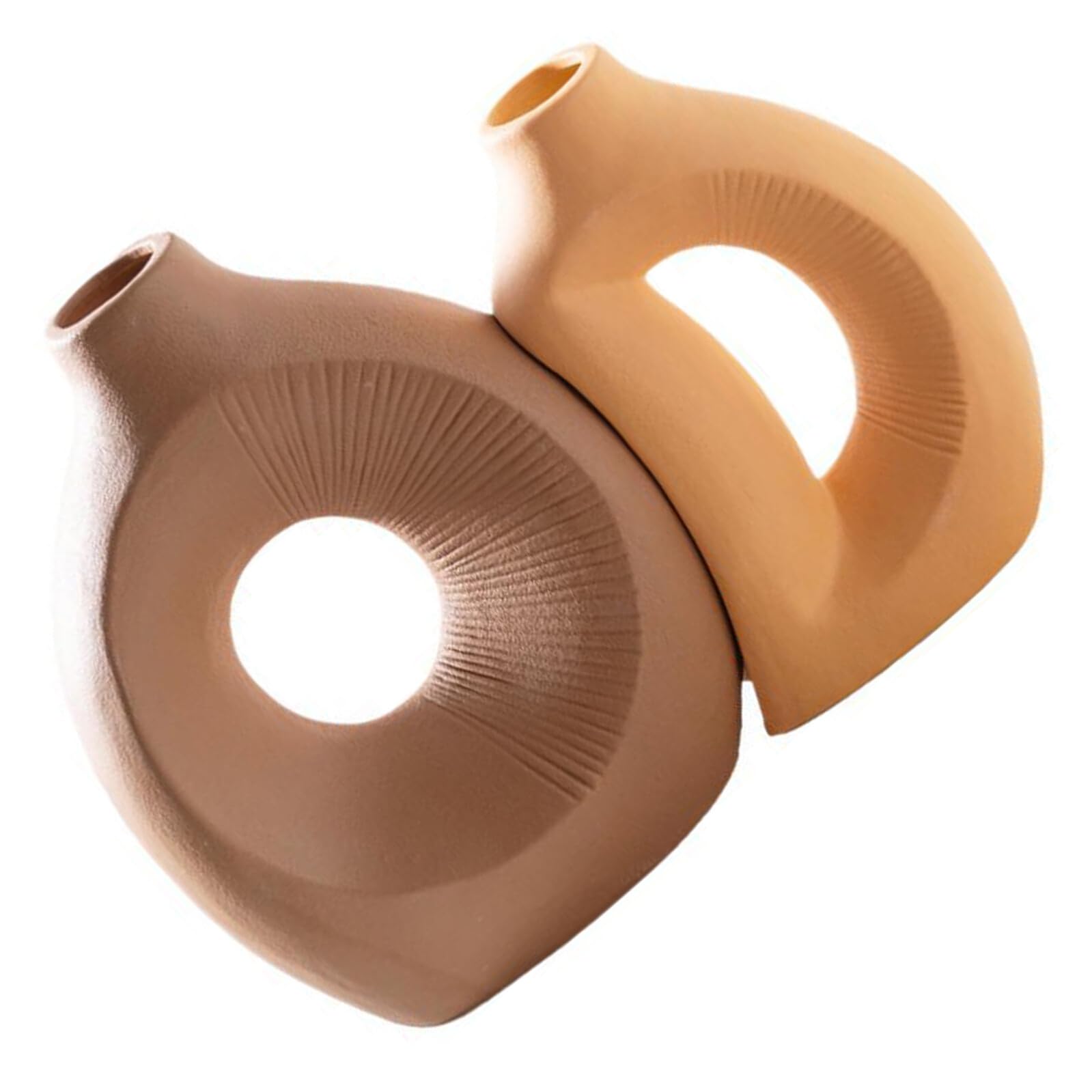 Veemoon Set di 2 Vasi in Ceramica Cavi Moderni Finitura Opaca Vaso da Fiori Minimalista per della Pampa Centrotavola Decorativo per Soggiorno e Ufficio Design Artistico