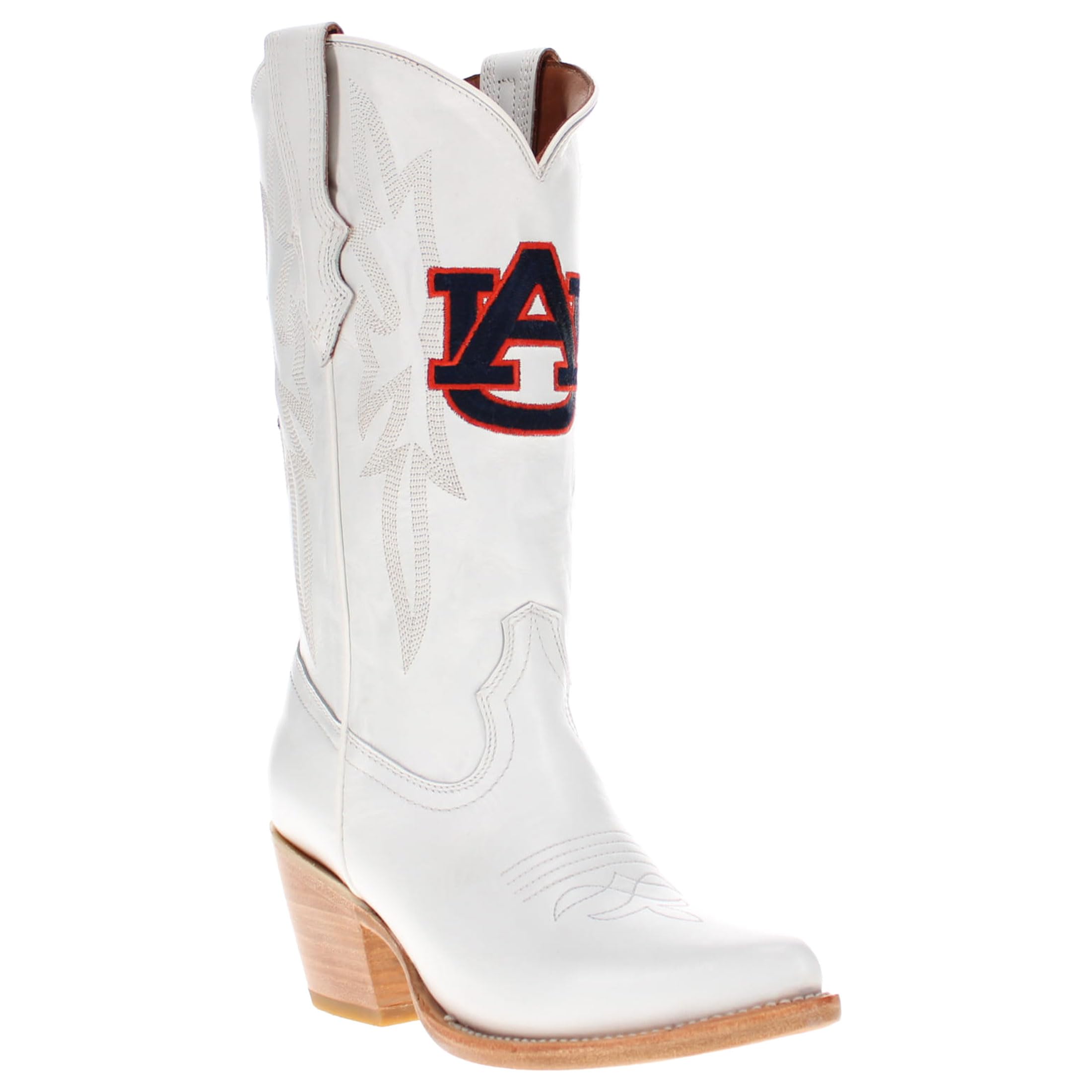Vaccari Women's Leighton Genuine Leather NCAA League Embroidery Pointed Toe Cowgirl Boots