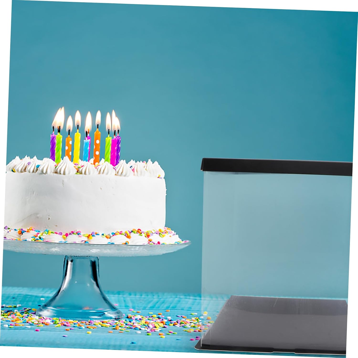 KICHOUSE Plastic Cake Carrier Box 8-inch Black 3-tier Elevated Birthday Cake Storage Container Bakery Dessert Packaging Holder