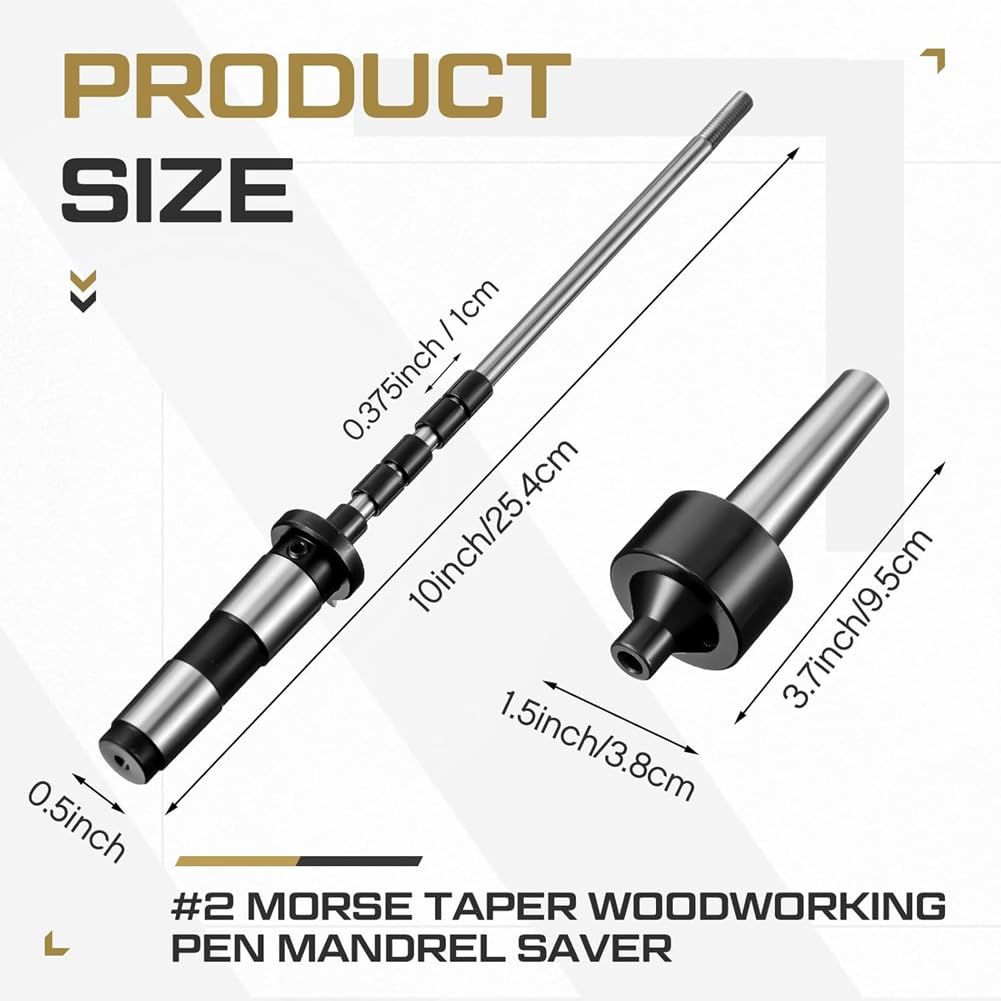 2MT - Mandrino a penna per tornio di legno, strumento rotante con salva-mandrino e 5 boccole, kit penna rotante in legno