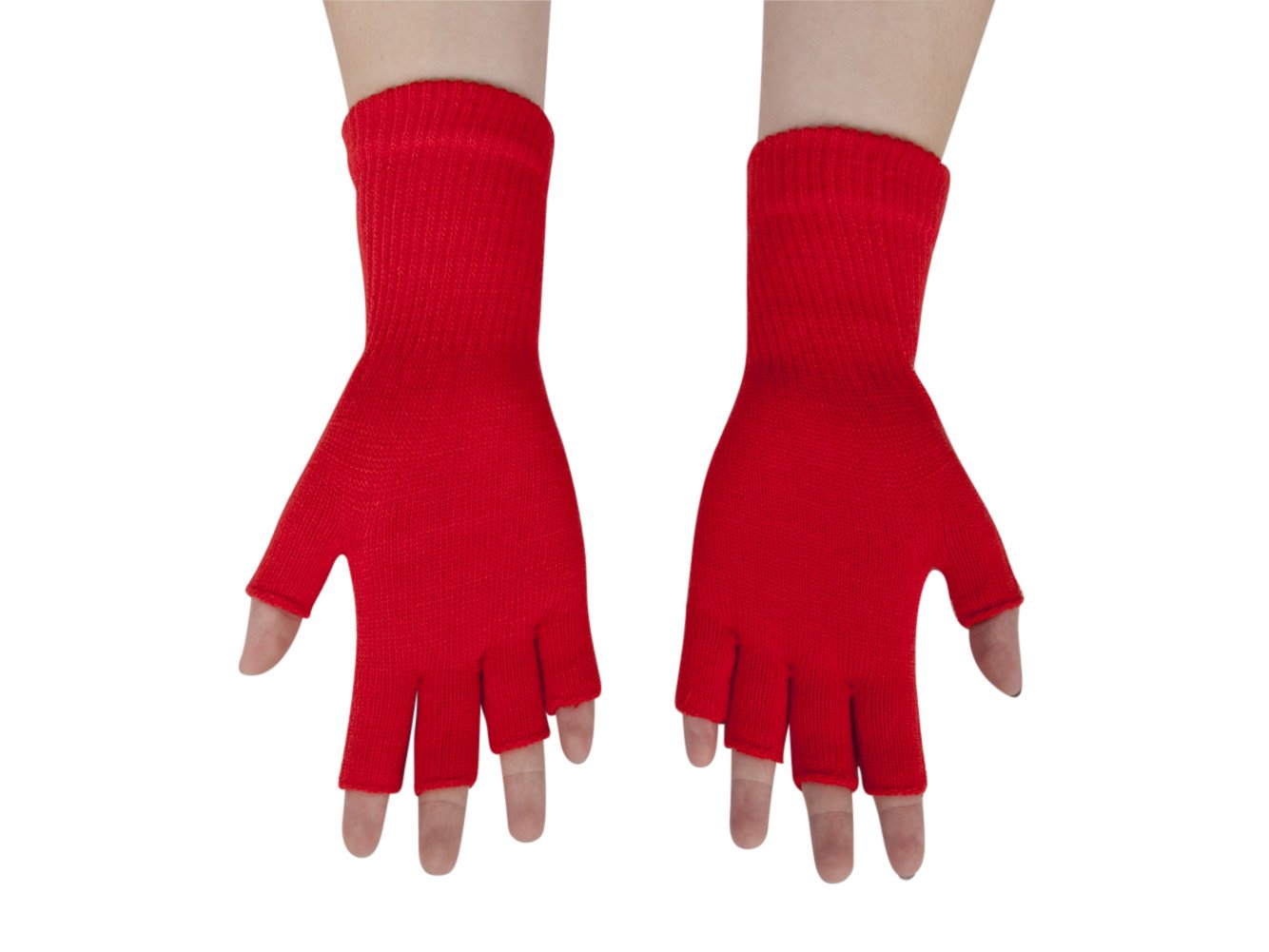 Unisex Men Women Half Finger Stretchy Knit Fingerless Winter Gloves