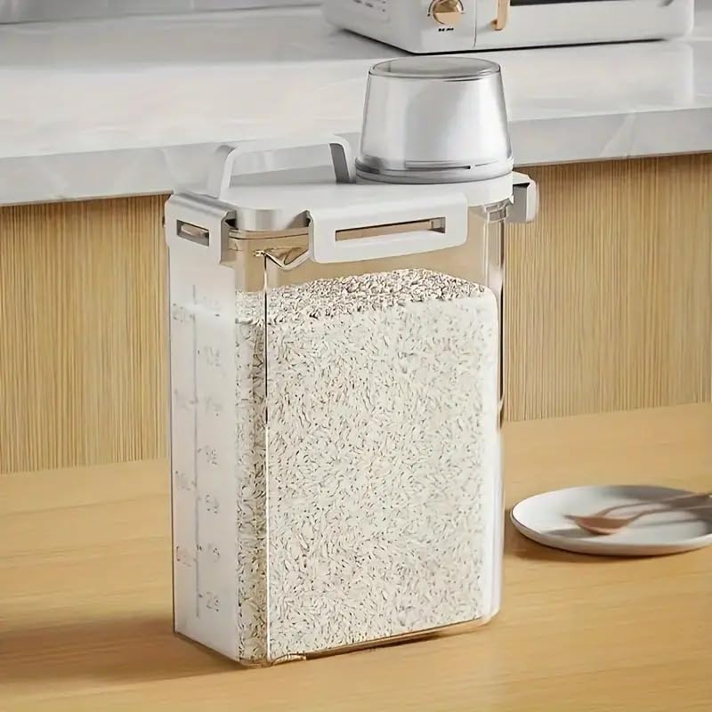 Transparent Plastic Cereal Dispenser Set- Easy-Flow Kitchen Containers 2ltr Perfect For Cereals, Spices, Pulses, Dry Fruits, And Snacks, Brown