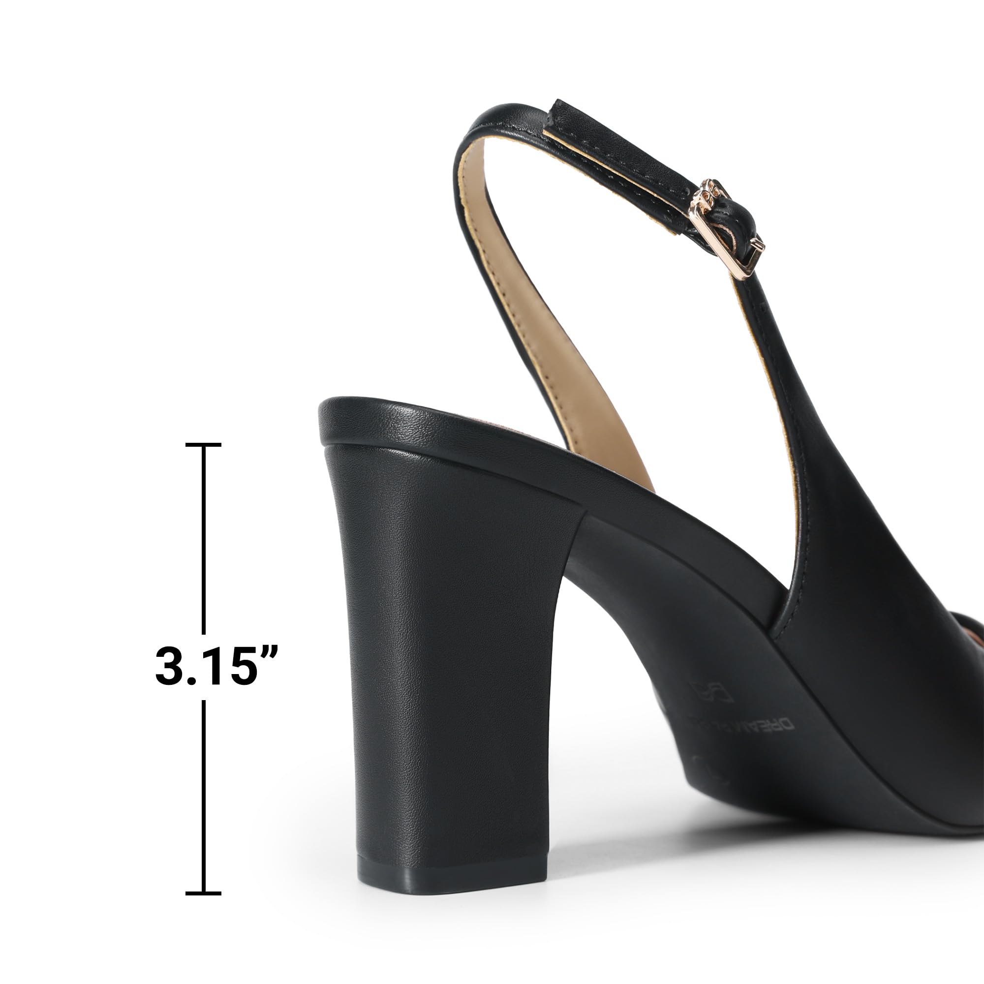 DREAM PAIRS Damen Slingback-Absätze Chunky Blockabsätze Spitz zulaufende geschlossene Pumps Bequeme Arbeits- und Büroschuhe Party Brautschuhe