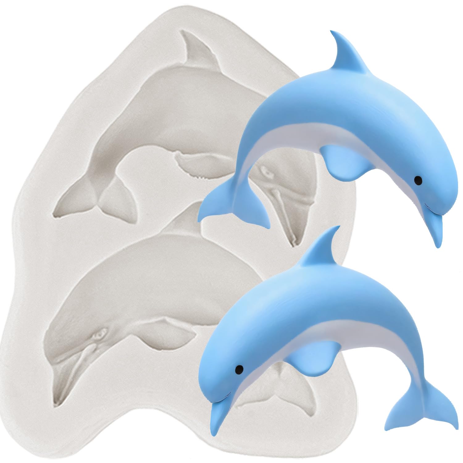 Sijiangmold Dolphin Silicone Fondant Moulds Dolphin Chocolate Candy Mould for Cake Decoration Cupcake Topper Polymer Clay Gum Paste