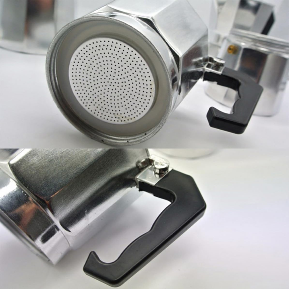 TOYANDONA Moka in Alluminio Argento 600ml a 12 Tazze, Ottagonale | Stile Europeo, Manico Termoresistente, Riempimento Semplice, Pulizia Rapida, Pronta in 3-4 Minuti