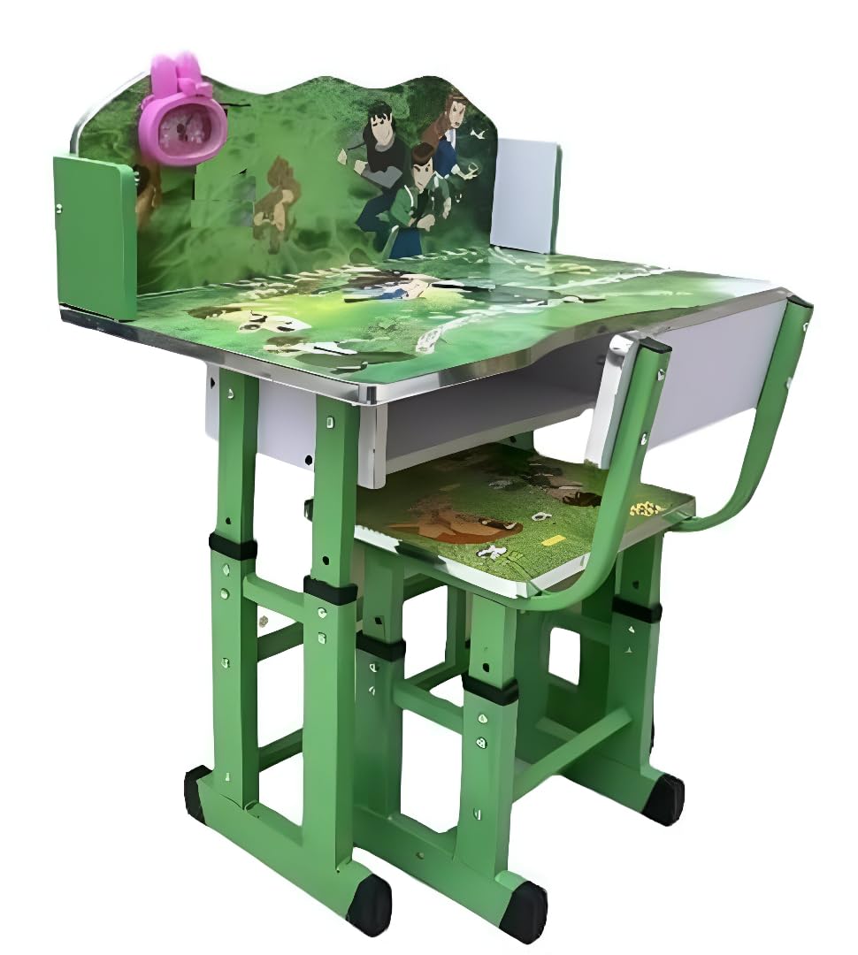 Toby Kids Desk | Kids Study Table and Chair | Engineered Wood Kids Study Table and Chair Set Height Adjustable (Green)(86 Cm, 68 Cm) |Multifunctional Kids Desk |Children's Writing Desk