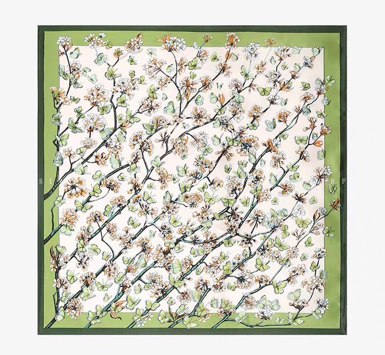 Image of ANDANTINO 100% Mulberry Silk Scarf -21 inch Square Neckerchief with Gift Packed