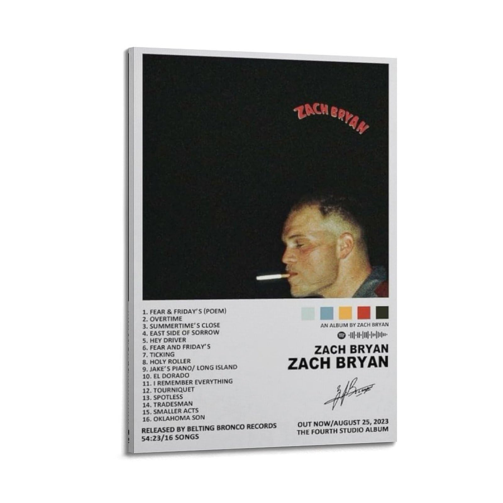 Fdrpmhc Frame-Style Zach Bryan Poster Elisabeth Album Canvas Wall Art Decor Living Room Modern Family Bedroom 08X12inch(20X30cm)