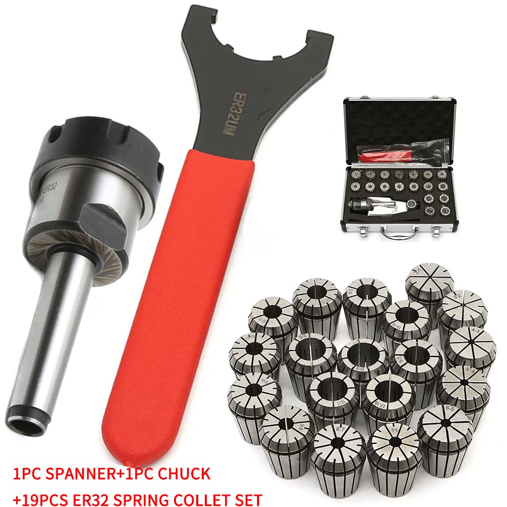 Jeu de 21 pinces de serrage Mk2 Mt2 Er32 M10 - Jeu de pinces de serrage dédiées - Mandrin de serrage pour perceuse, perceuse filetée et fraiseuses industrielles CNC