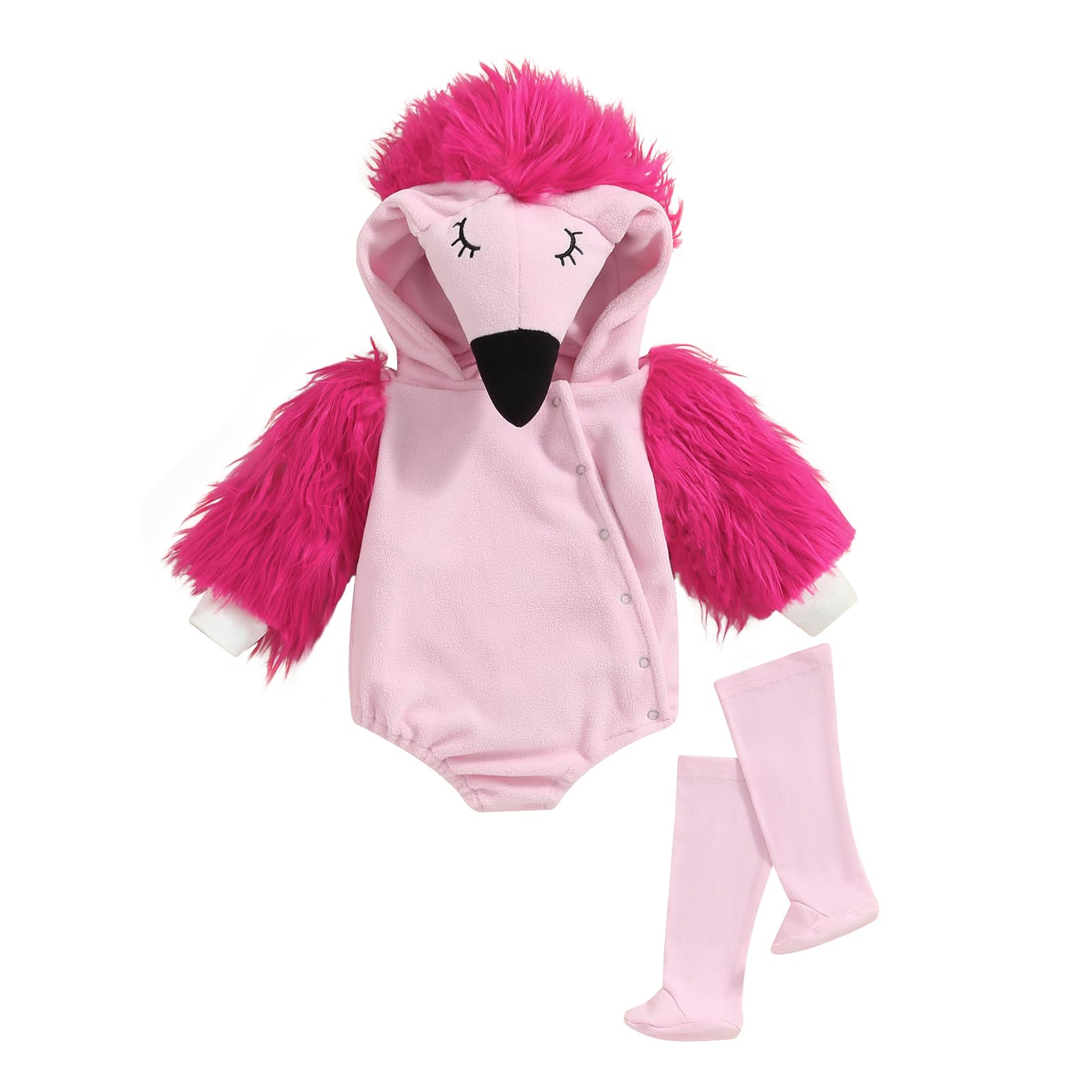 Madjtlqy Halloween Costumes Toddler Baby Boy Girl Flamingo Animal Hooded Sleeveless Romper Jumpsuit Legging Duck Outfits