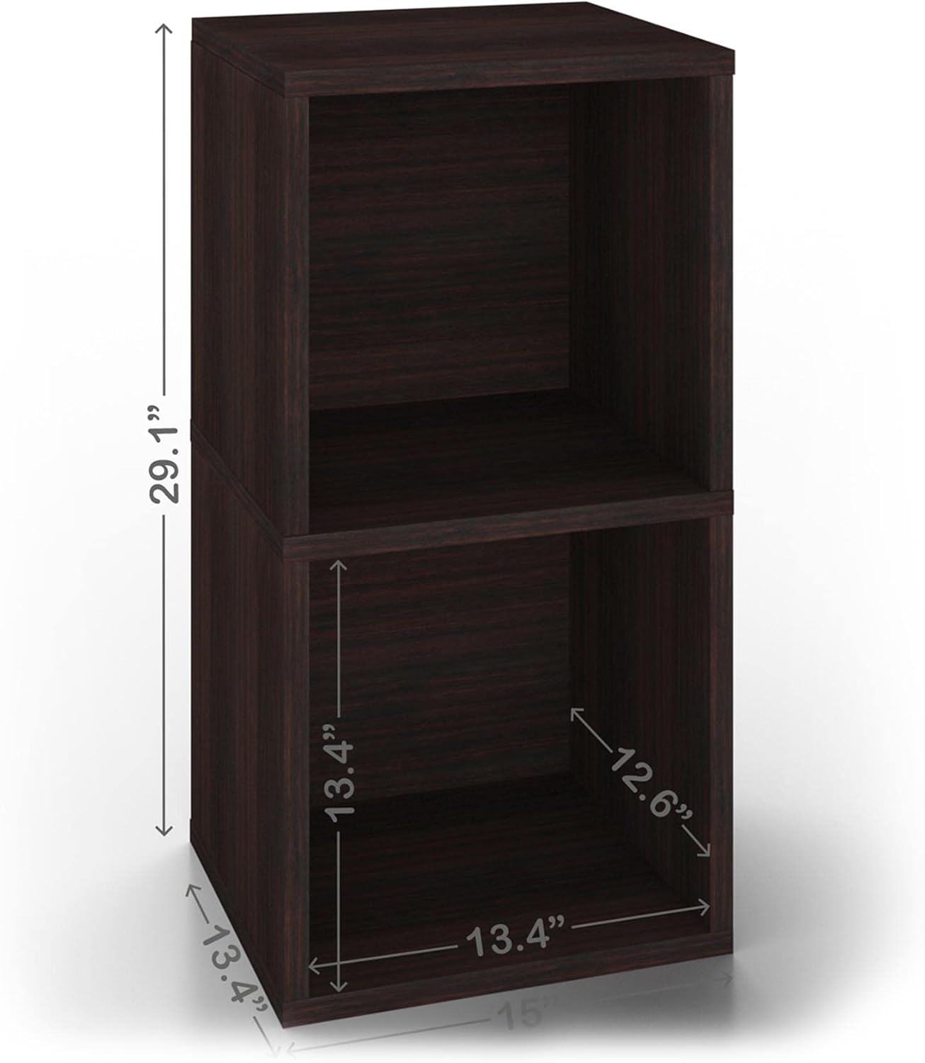 Way Basics 2-Shelf Cube Book Case, Vinyl LP Record Album Storage (Tool-Free Assembly and Uniquely Crafted from Sustainable Non Toxic zBoard Paperboard), Espresso