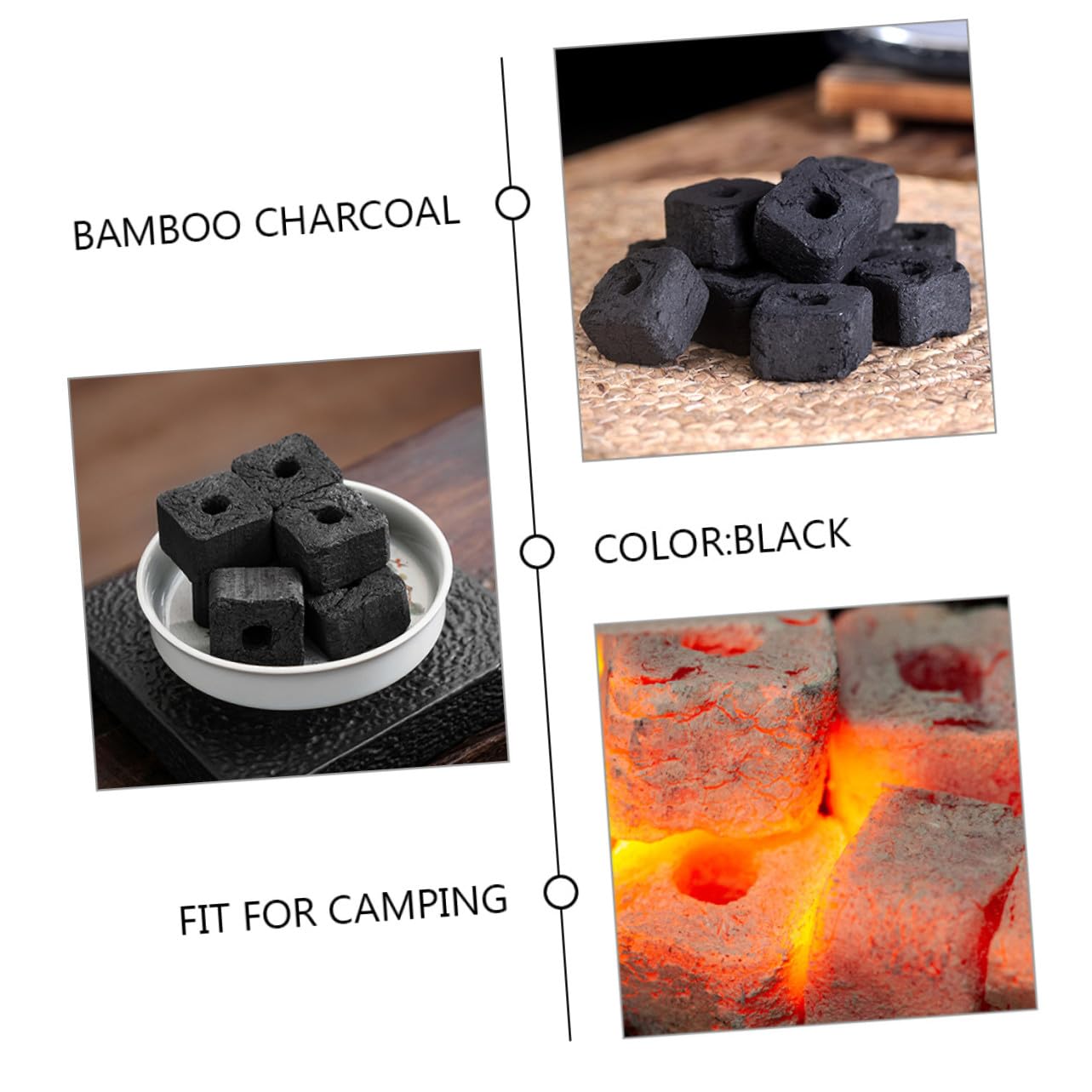 Carbón de Bambú para Fuego 500g, 1 Bolsa, Negro para Parrilla