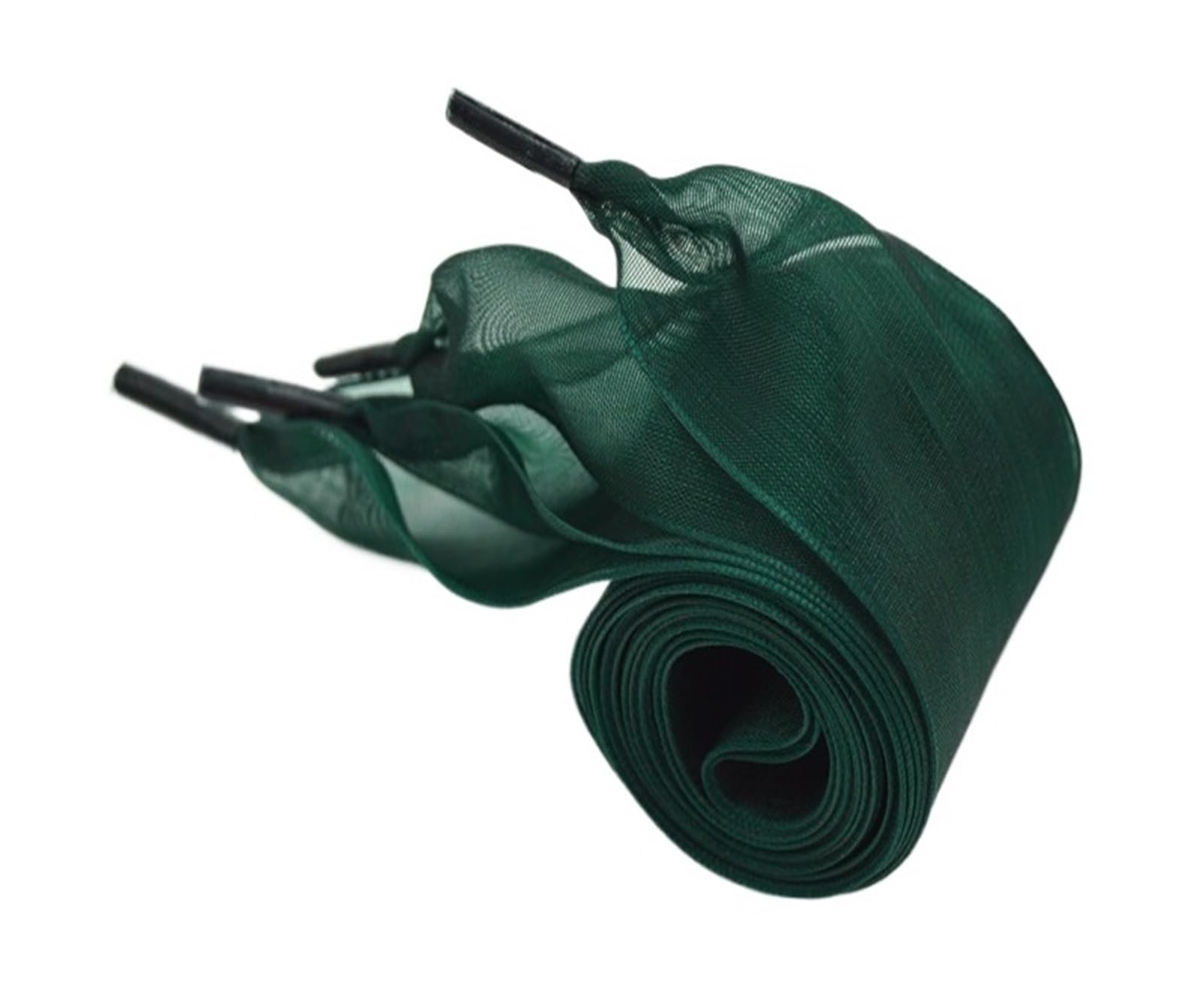 GPDNBIEU Shoelaces, Silk Satin Ribbon Shoelaces Flat Widened Organza Chiffon Yarn Big Bow Wide For Canvas Casual Shoes(Dark Green,100cm)
