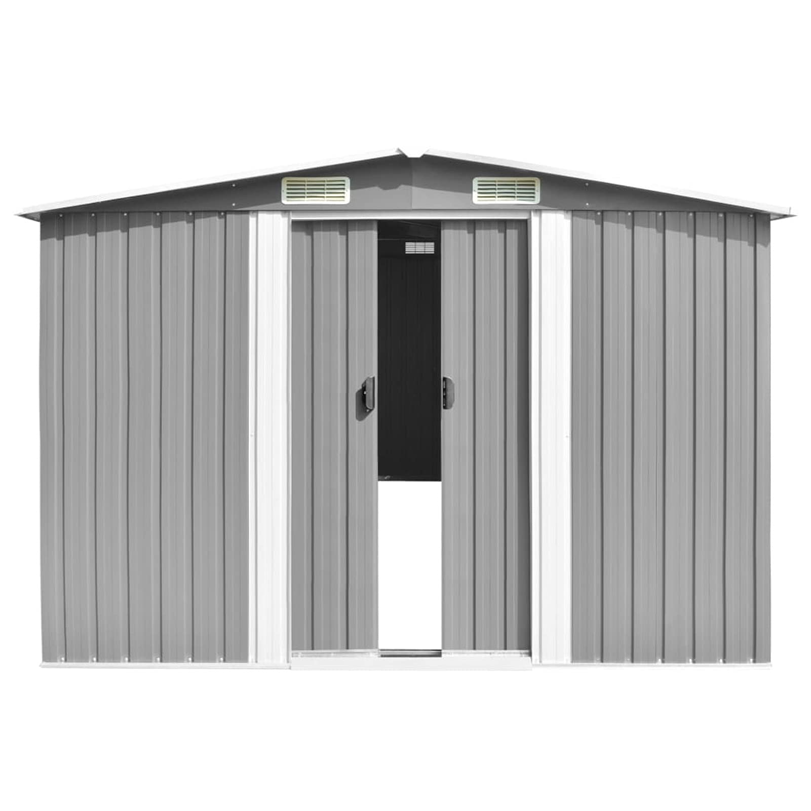 Wiata ogrodowa Stal ocynkowana Szary 257x779x181 cm Domek Ogród Zewnętrzna szopa ogrodowa Domek ogrodowy Magazyn Domek zewnętrzny