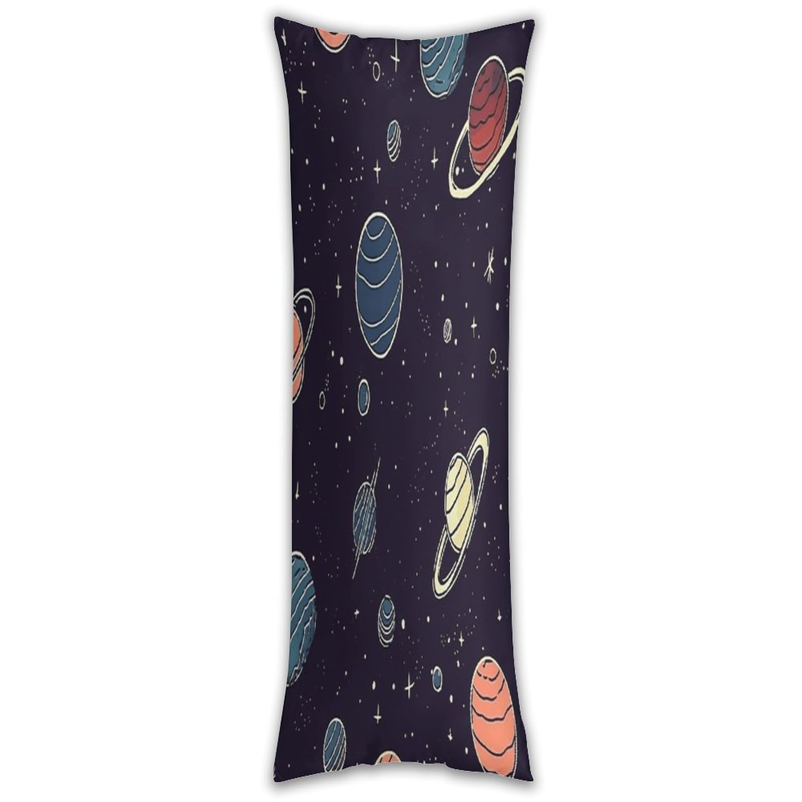 Space Planet Pattern Long Pillow Case with Zipper Ultra Soft Microfiber Long Pillow Cover Breathable Body Pillow Protector Soft Wrinkle Pillowcase for Bed Sofa Bedroom 53 X 19 in