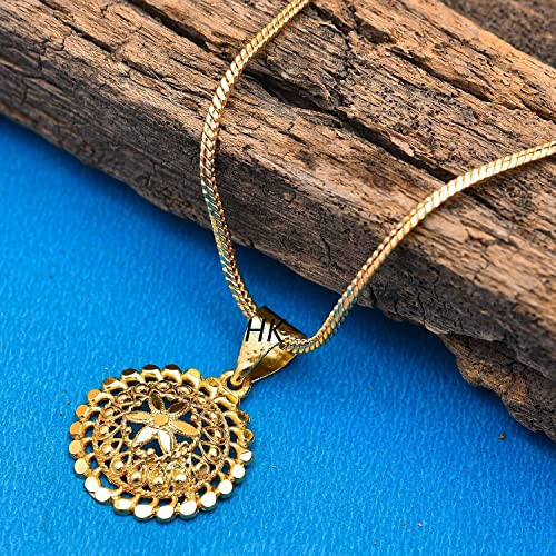 Image of Handicraft Kottage 1gm 22Ct Gold Plated chain with Pandent |latest & Stylish High Gold Plated Celebrity Inspired Gold Chain /Necklace /Jewellery Set /Fashion jewellery for Mens,Womens Girls