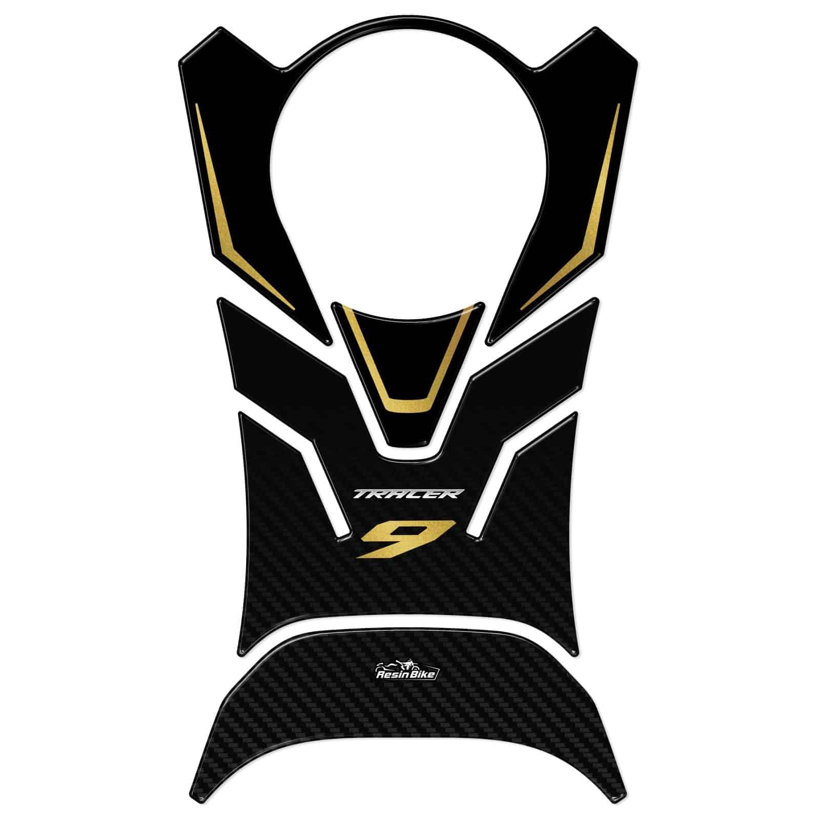 Resin Bike Adhesivos de Moto Compatibles con Yamaha Tracer 9-9 GT 2021-2026 Dorado. Protección del Tanque de Choques y Arañazos de Moto. Adhesivo 3D Resinado - Made in Italy
