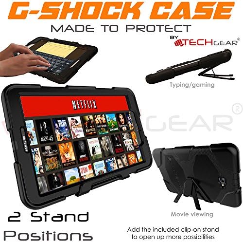 TECHGEAR G-SHOCK Case fits Samsung Galaxy Tab A 10.1" (SM-T580 Series) Tough Rugged Heavy Duty Armour Shock Proof Long Survival Protective Case with Detachable Stand - Kids Work School Builders Case