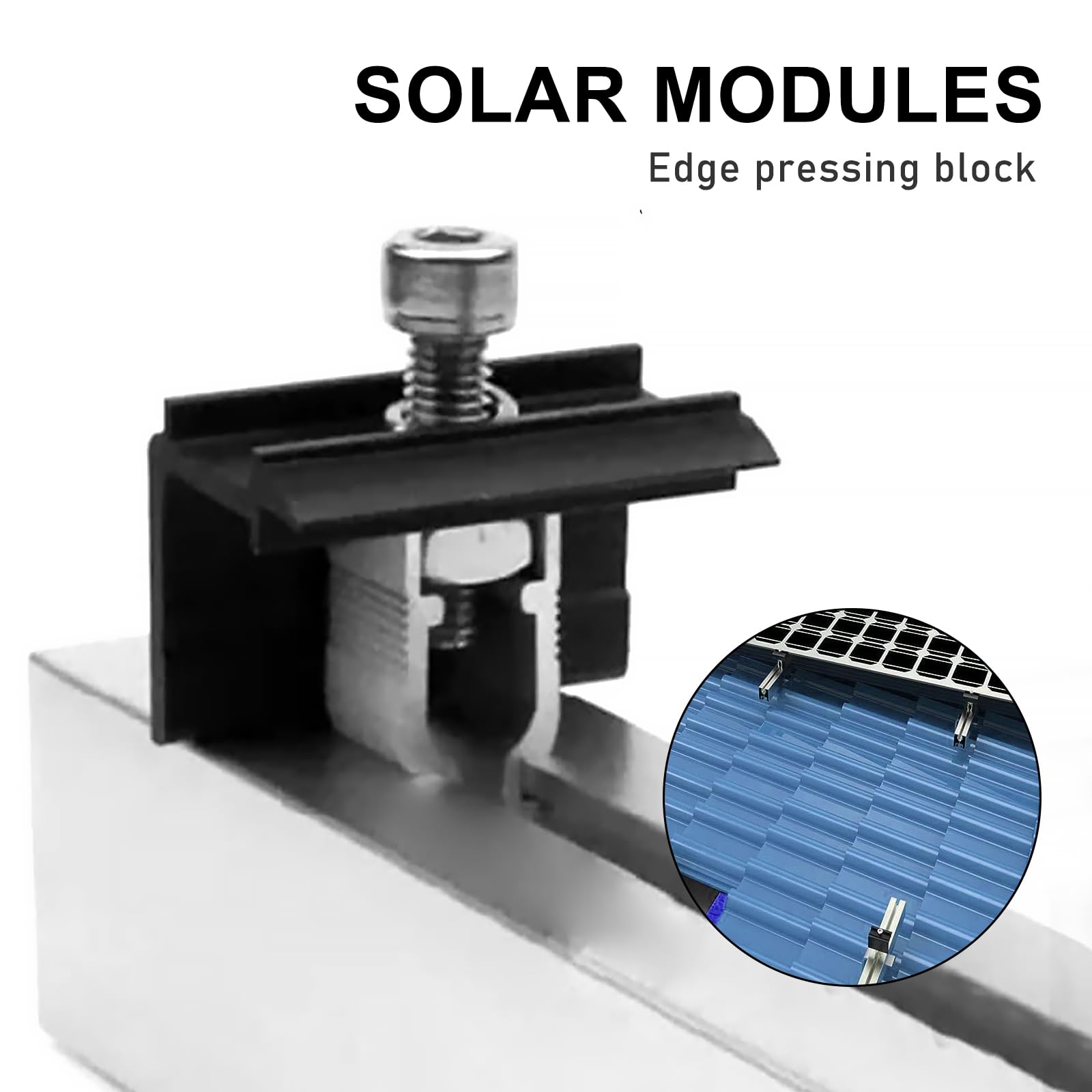 Lot de 10 supports de panneau solaire, borne d'extrémité, pour centrale électrique de balcon, avec clé à molette, fixation de panneau solaire réglable, pour installations PV, pinces pour panneaux