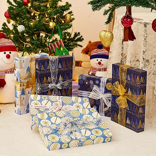 Image of SUNCOLOR 12 Pack 14 inch Blue Large Christmas Gift Boxes With Lids For Clothes Presents