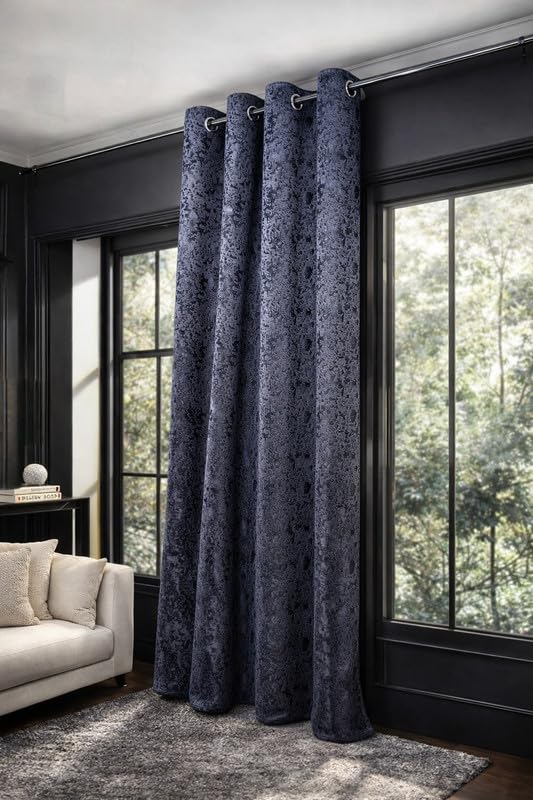 Image of Grey Velvet Blackout Curtain for Door & Window, 11 Feet Long, 70% Room Darkening, Thermal Insulated Heavy Drape, Soft Velvet Fabric, Set of 1 (335 * 121cm, Grey)