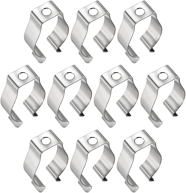 sourcing map T8 U Clips Holder Bracket for LED Light Tube, LED Fluorescent Tube Replacement Mounting Accessories, Nickel-Plated Manganese Steel Lamp Support to Prevent Sagging, Pack of 10