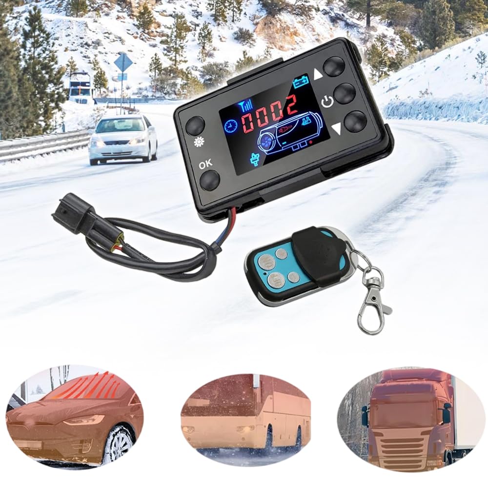 Riloer LCD per riscaldatore di parcheggio, controller del riscaldatore,con controller dell'interruttore display LCD, riscaldatore d'aria diesel per camion per auto, mini portatile universale (12/24V)