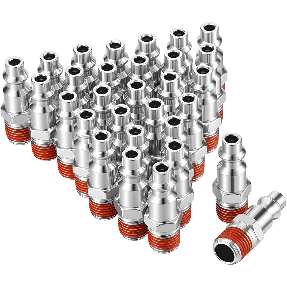 UDSKNV[KSL Air Compressor Compatible 1/4" Male NPT Industrial Plugs 30 Pcs Kit, High Pneumatic 1/4 Inch Air Couplers and Connectors