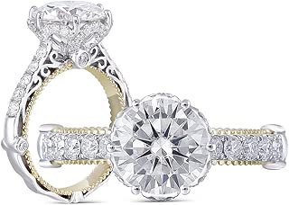 Solid 14k White Gold Yellow Gold 1.5ct Center 7.5mm G-H-I Color Heart Arrows Cut Created Moissanite Engagement Ring Solitare with Accents Band Width 3.4mm - coolthings.us