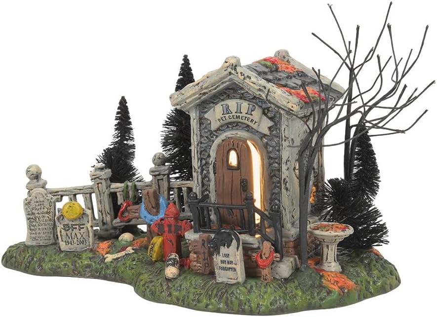 Snow Village Halloween R.I.P. Cemetery Lit Building, 4.8 Inch, Multicolor