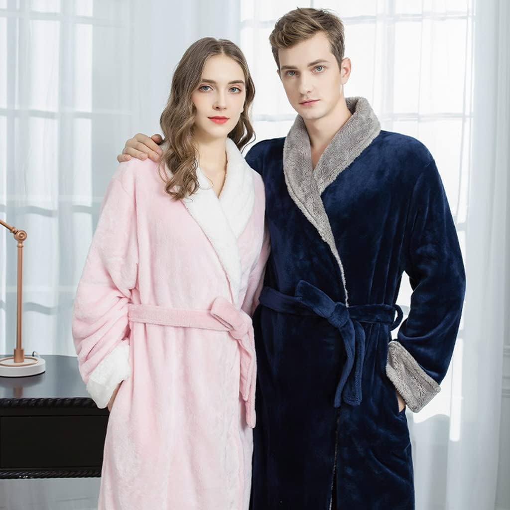 KITCISSL Autumn/Winter Warm Bathrobe for Women and Men, Pajamas Women's Sleepwear Nightgown Loungewear(Blue,Women M)