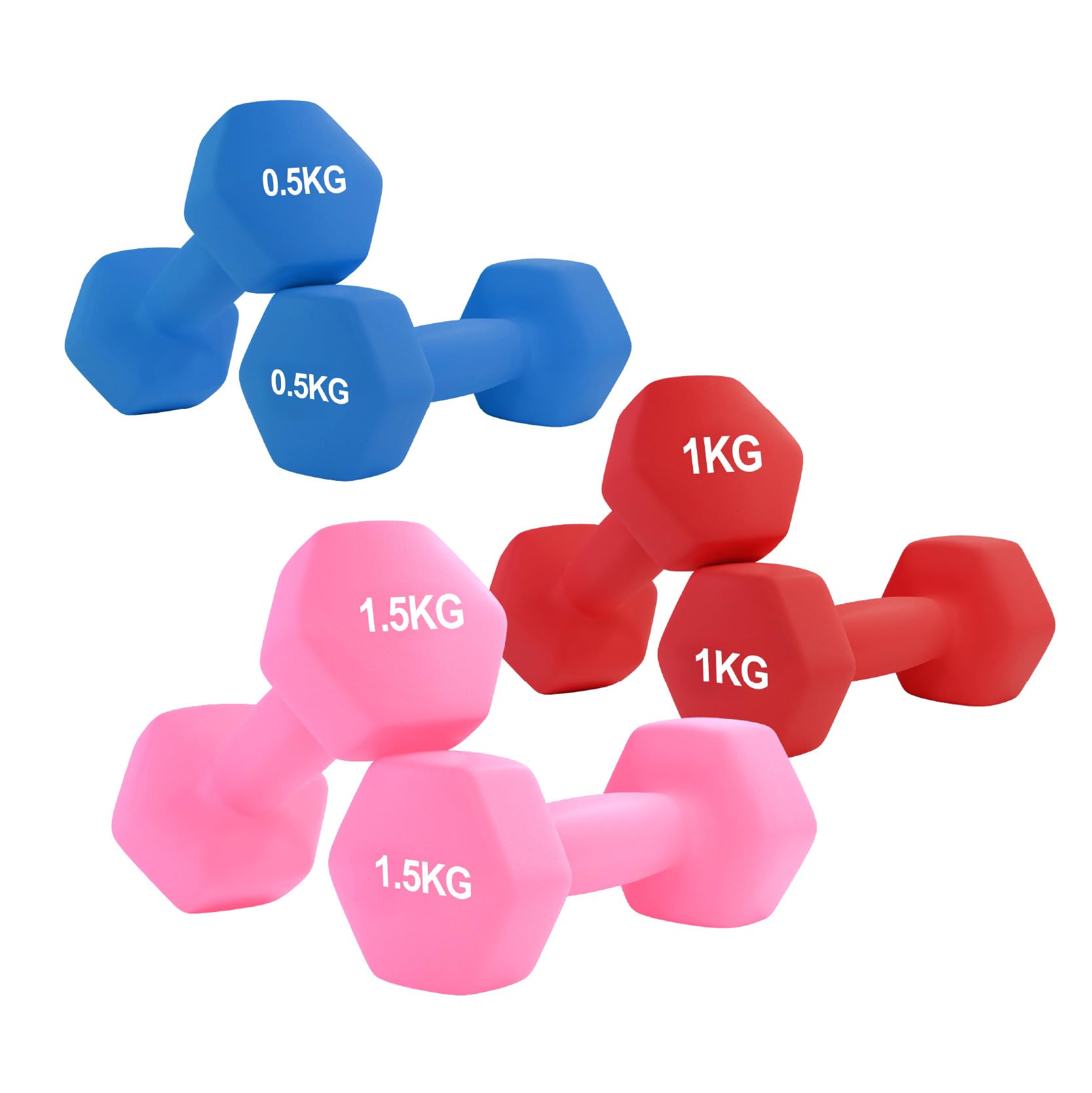 Neoprene Hex Dumbbell Set of 3 Pairs 0.5–10kg – Non-Slip Hand Weights for Home Gym, Strength Training, Fitness Workouts & Full-Body Exercise for Men & Women (Without Rack-Black, 2×(0.5+1+1.5)6kg)