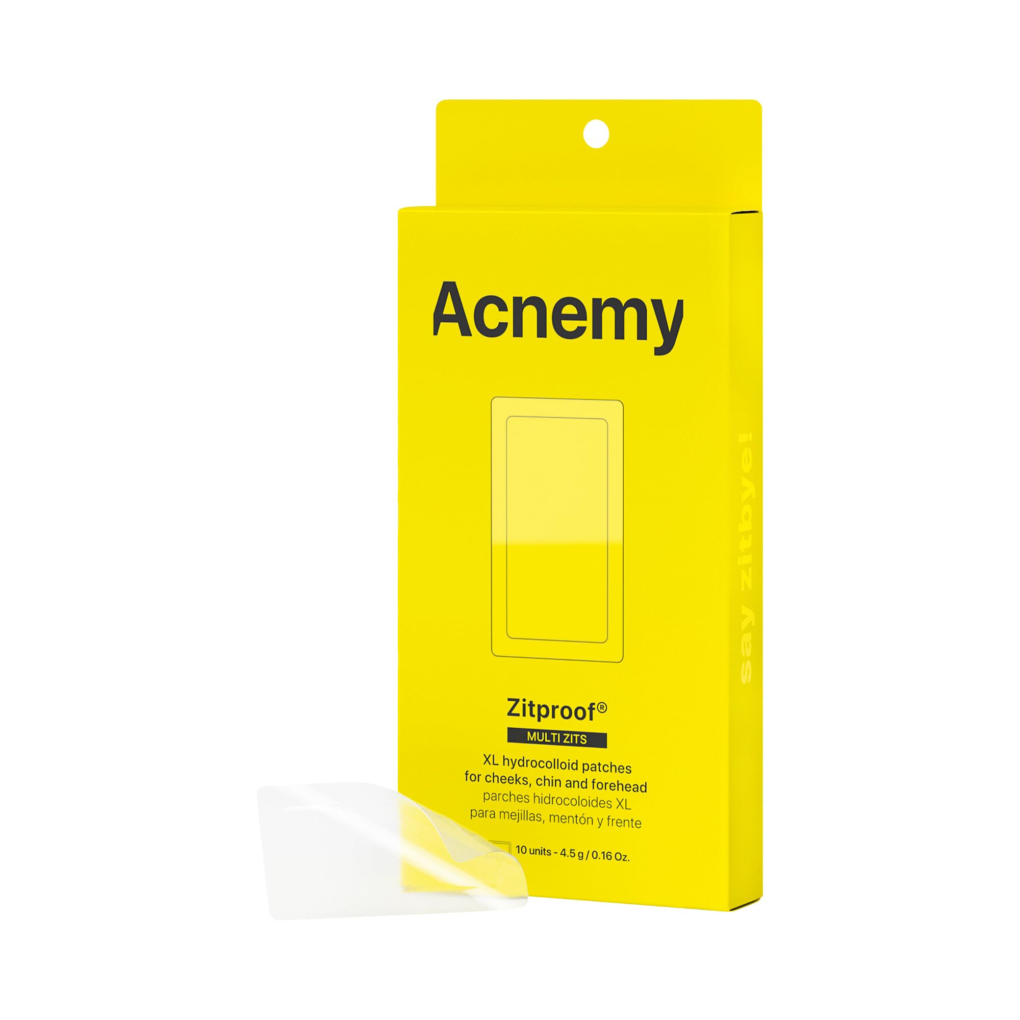 ACNEMY ZITPROOF® MULTIZITS - XL hydrocolloid acne patches for cheeks, chin, and forehead, 10 patches – Salicylic acid, tea tree oil, and centella asiatica help reduce inflammation and blemishes