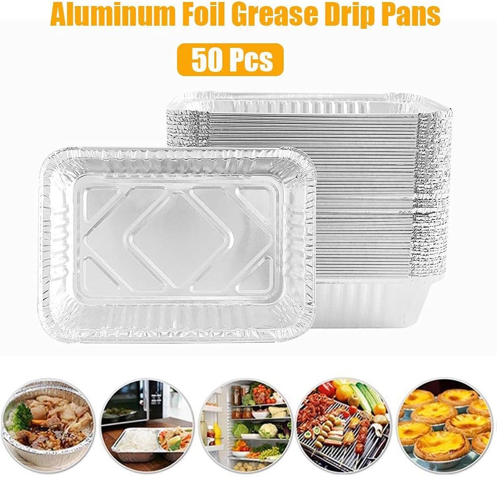 BAUT 50 Pcs BBQ Drip Pan Disposable Kitchen Supplies Tin Grill Catch Tray Aluminum Foil Barbecue Kitchenware : Patio, Lawn & Garden