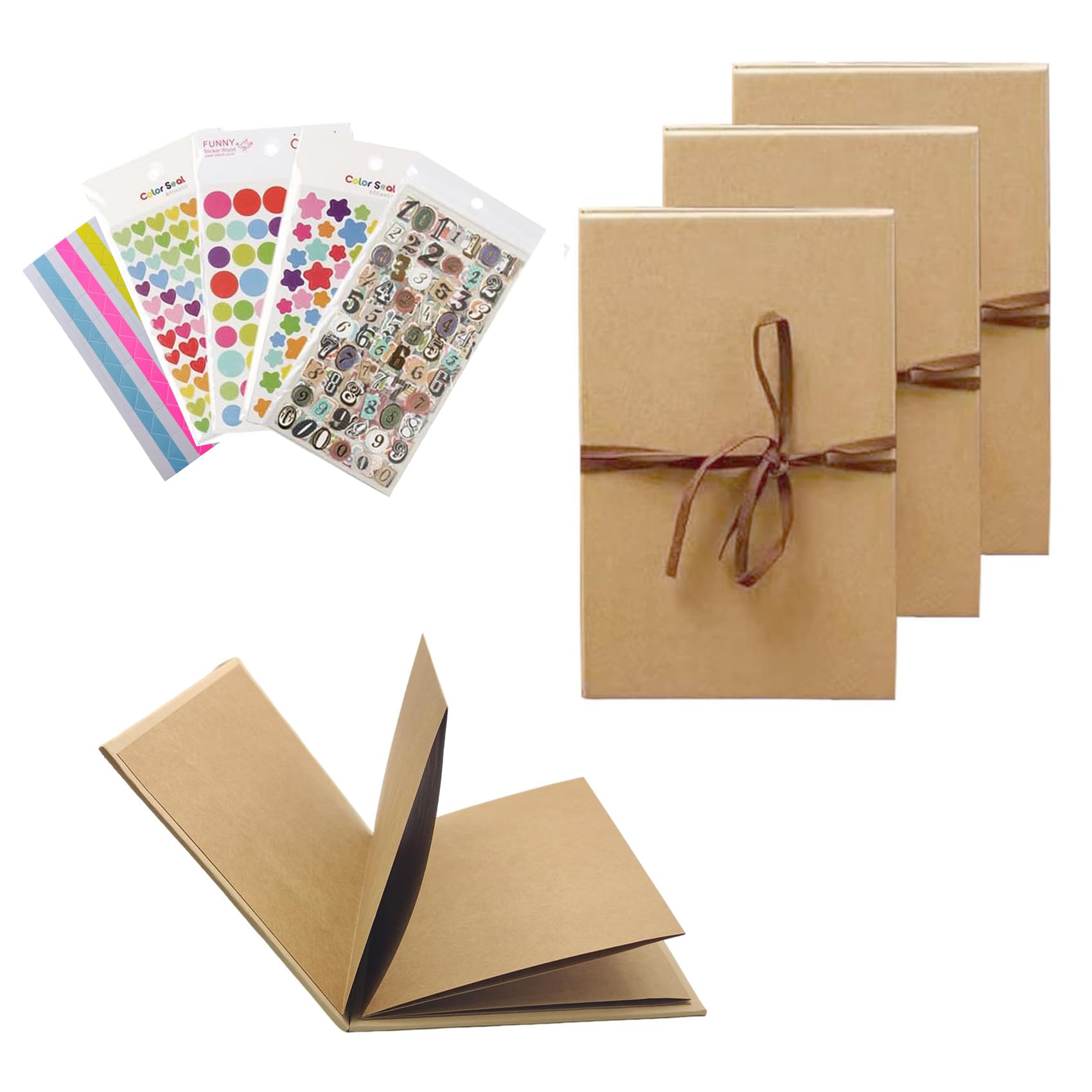 Album na akordeon, do scrapbookingu, 20 x 14 cm, ręcznie robione książki pamięci, książki z kolekcji papieru kraftowego, z uroczymi naklejkami na rocznicę, ukończenie szkoły, 4 szt