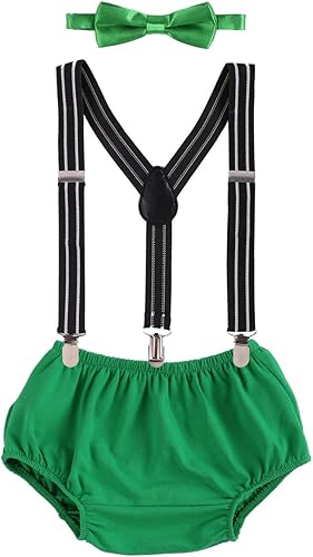 Conjunto de bombones para el primer cumpleaños de bebé niño con tirantes ajustables y corbatín para accesorios de fotos