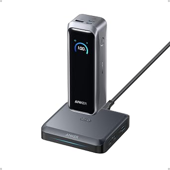 Anker Prime Power Bank and Charging Base, 20,100mAh 220W Max Portable Charger with Base for 6 Devices, Two-Way Charging, Flight-Approved, App Control, For iPhone 17/16/15 Series, and More