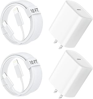 Phone Chargers iPhone 10 FT [MFi Certified] Long USB C to Lightning Cable with 20W Fast Charging Block for iPhone 14 Pro Max/14 Pro/14 Plus/14/13 12 11 Pro Max Mini, iPad 2Pack