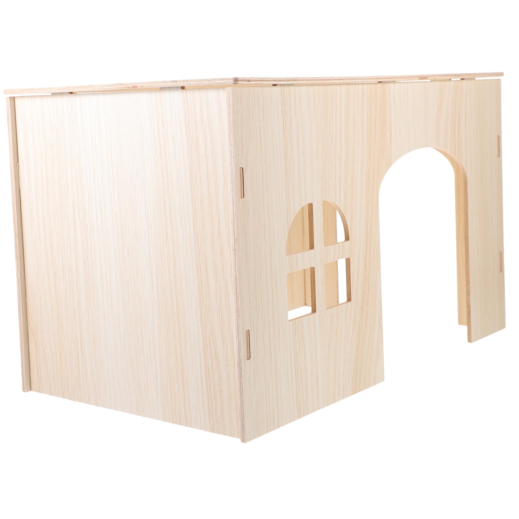 Milisten Casetta in Legno per Cincillà e Conigli, Rifugio per Piccoli Animali, Beige, Robusta e Sicura, Nido Accogliente per Riposo in Casa