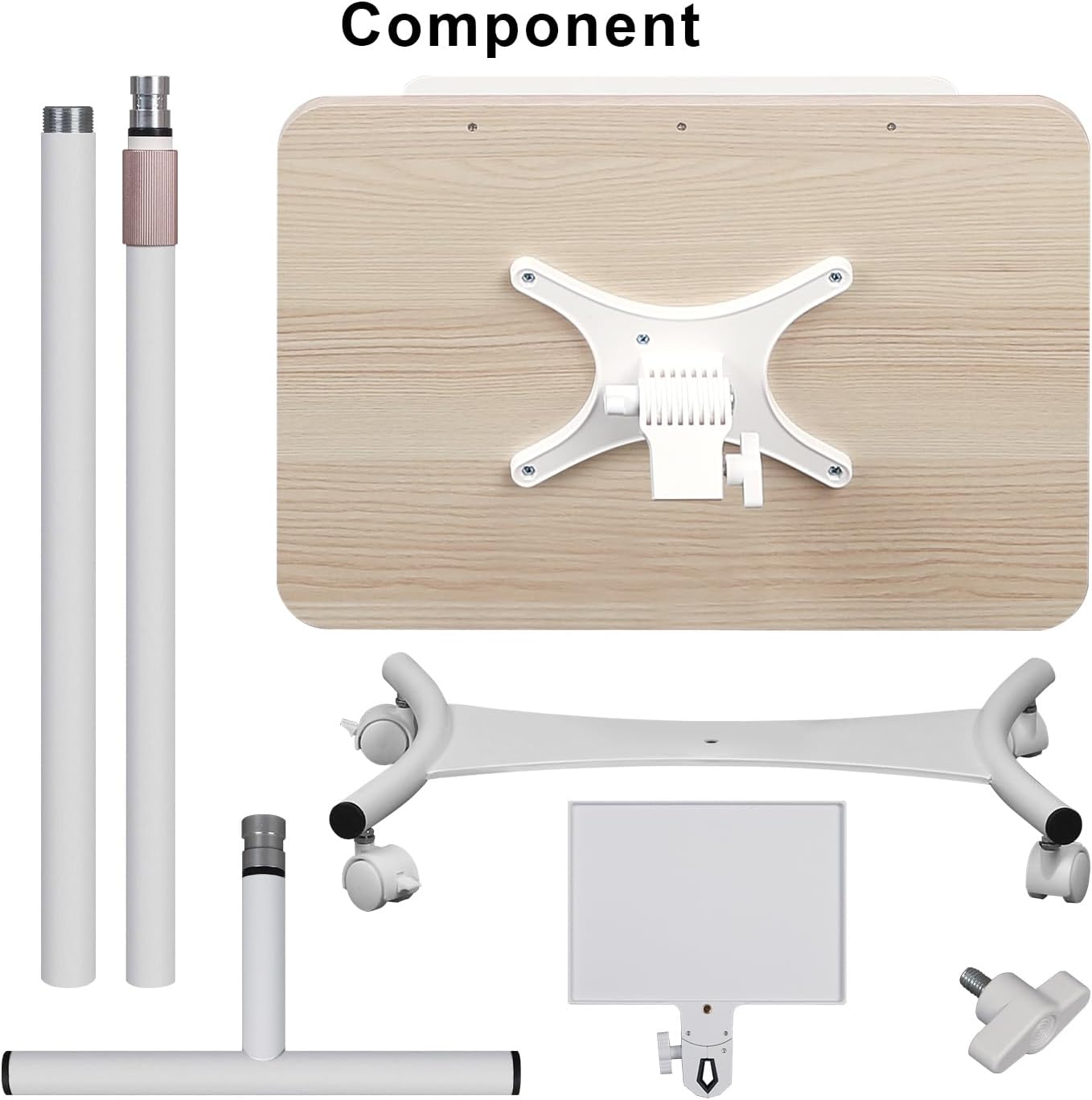 Floor/Desktop Standing Book Stand,Solid Wood, Music Stand for Sheet Music with Tray, 4 Lockable Casters, Reading Stand with Page Clips, Height from 20-51in, for Laptops, Bible/Cookbook