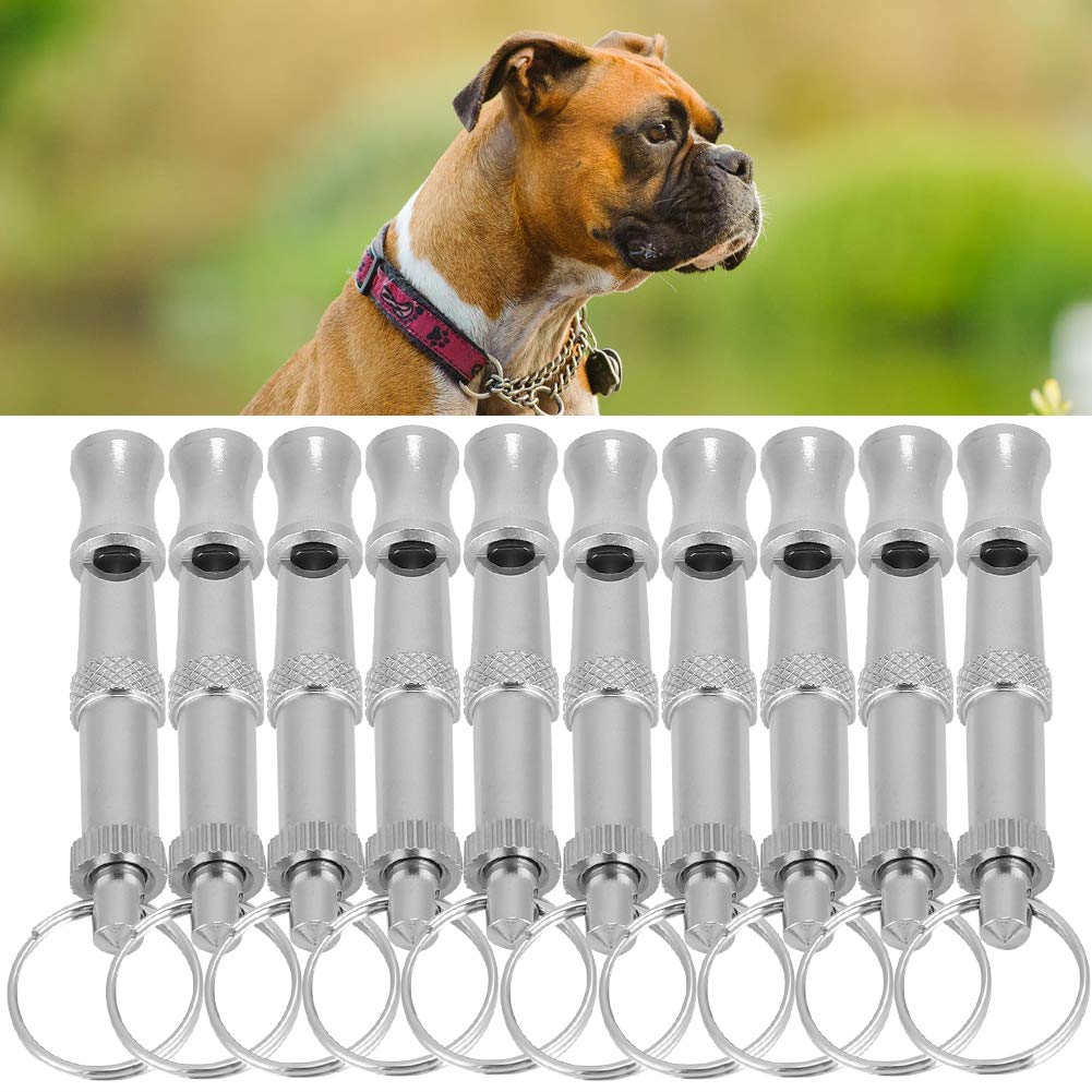 20 Unids/Set Silbatos para Perros,Silbato para Perros de Acero Inoxidable de Longitud Ajustable para Dejar de Ladrar con Anillo Colgante de Metal