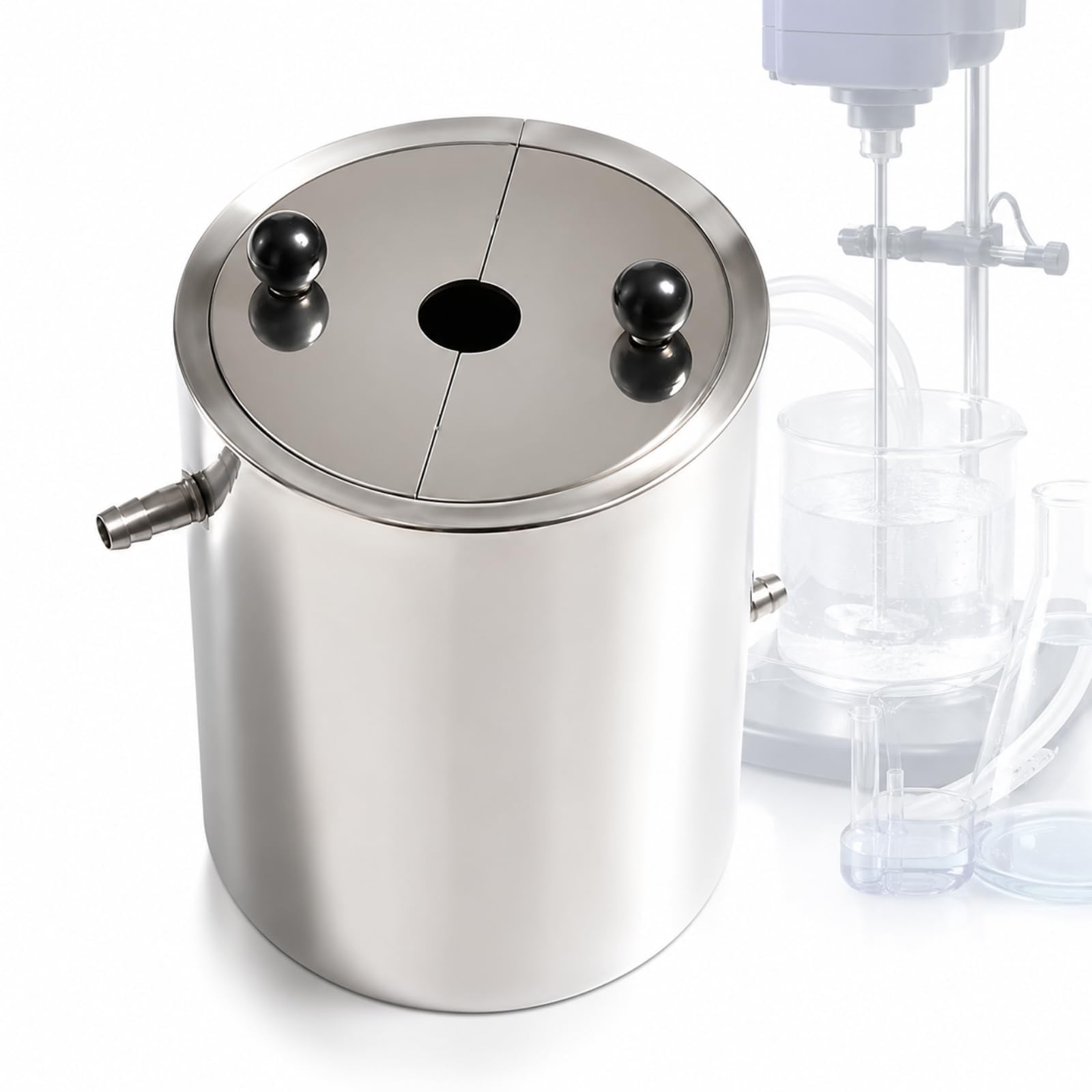 Tamburo di miscelazione del dispersore del laboratorio con rivestimento dell'acqua a doppio strato e coperture rimovibili, foro centrale dell'agitatore per miscelatore 3L