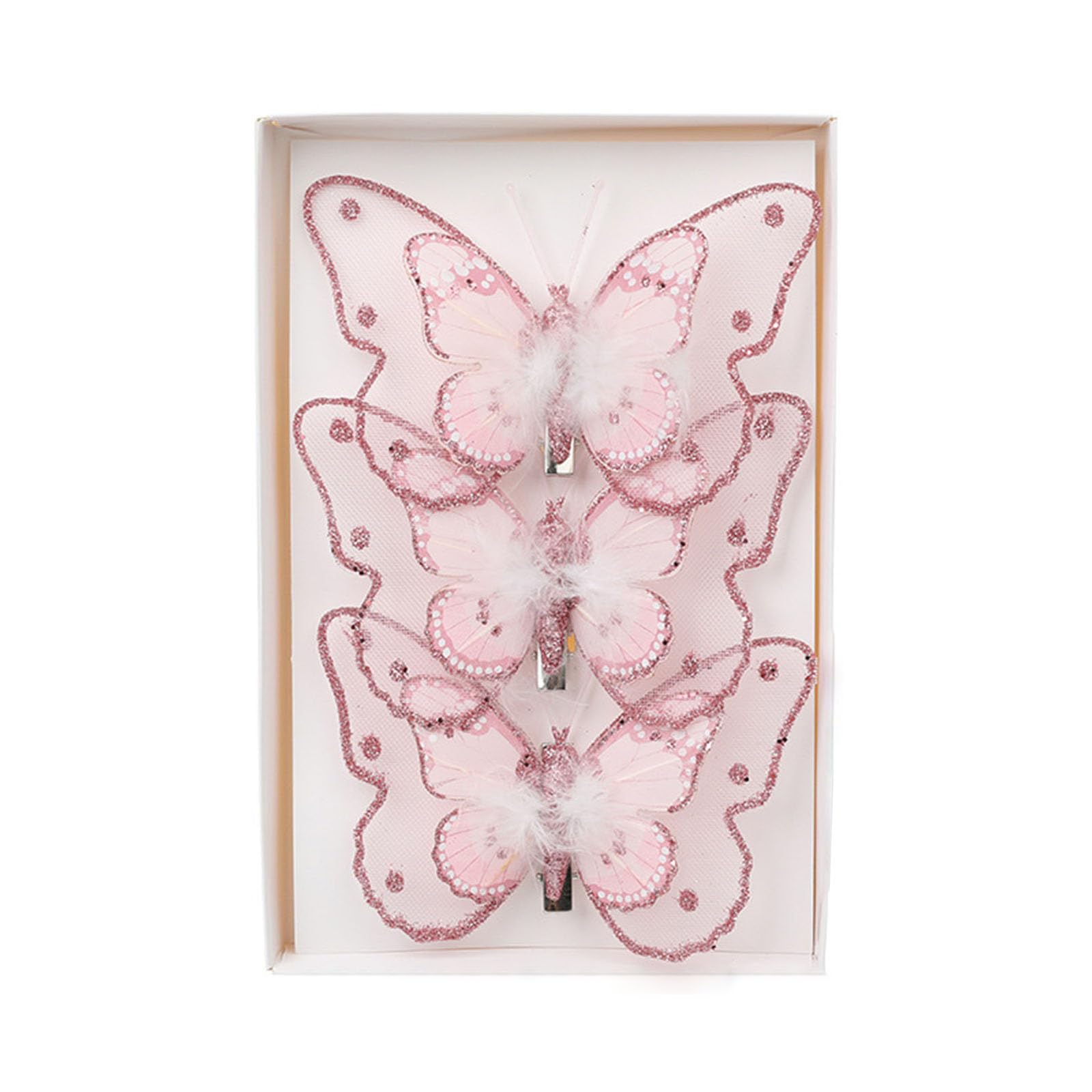Stylish Holiday Butterfly Ornament Delicate Butterfly Christmas Hanging Decorations with Clip for Tree and Wreath Hanging Clip
