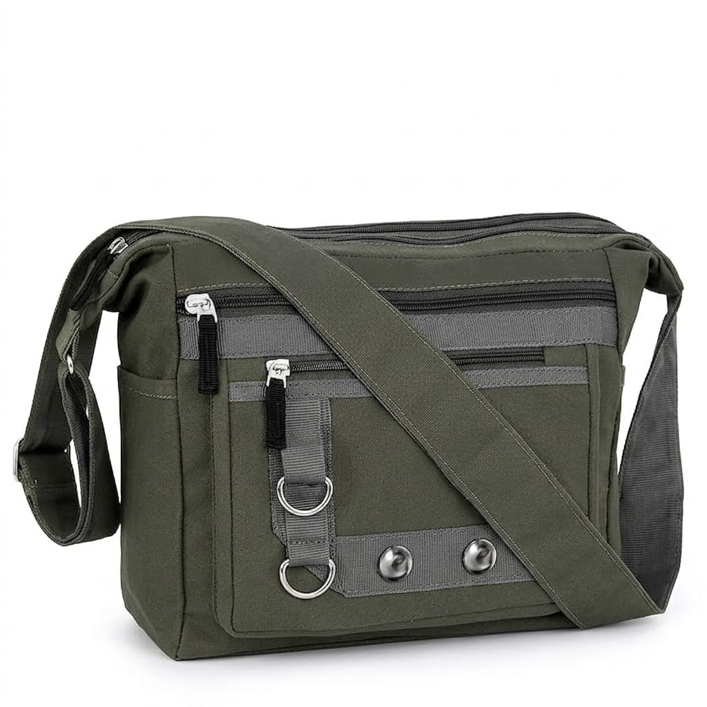 Canvas Sling Cross Body Travel Office Business & College Messenger One Side Shoulder Bag Multi Pocket Sling Bag for Men & Women - 30 x 13 x 26 CM-image-27