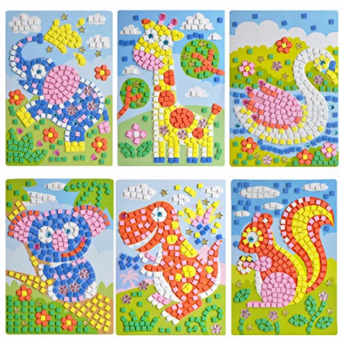 CCINEE Mosaic Sticker Art Puzzle Sticky DIY Handmade Painting for Educational Crafts- 6 PCS