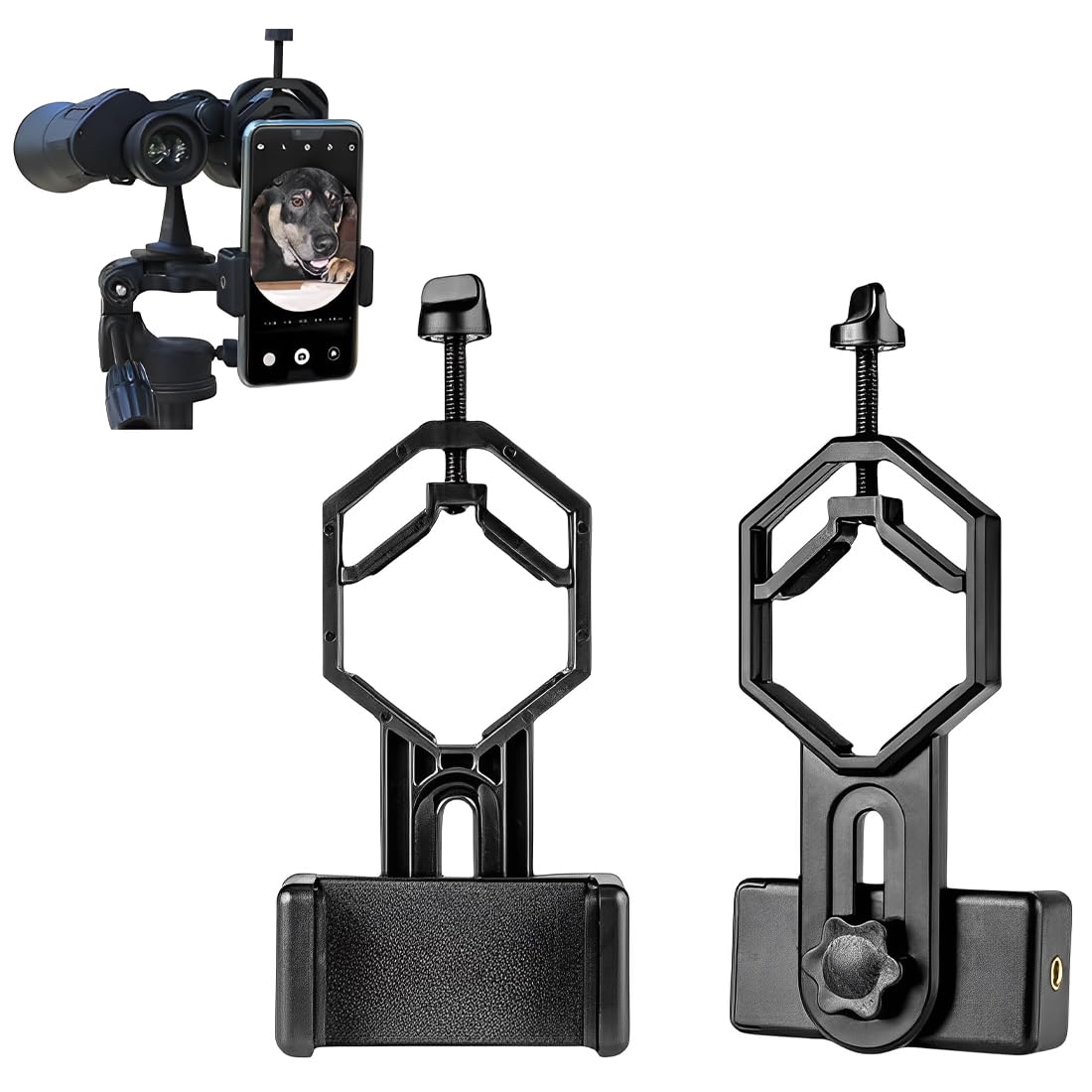 Smartphone Adaptateur Universel Digiscoping Adapter Rotatif 360° pour Jumelles, Monoculaire, Trépied, Microscope et Télescope Astronomique, pour iPhone, Samsung, Moto
