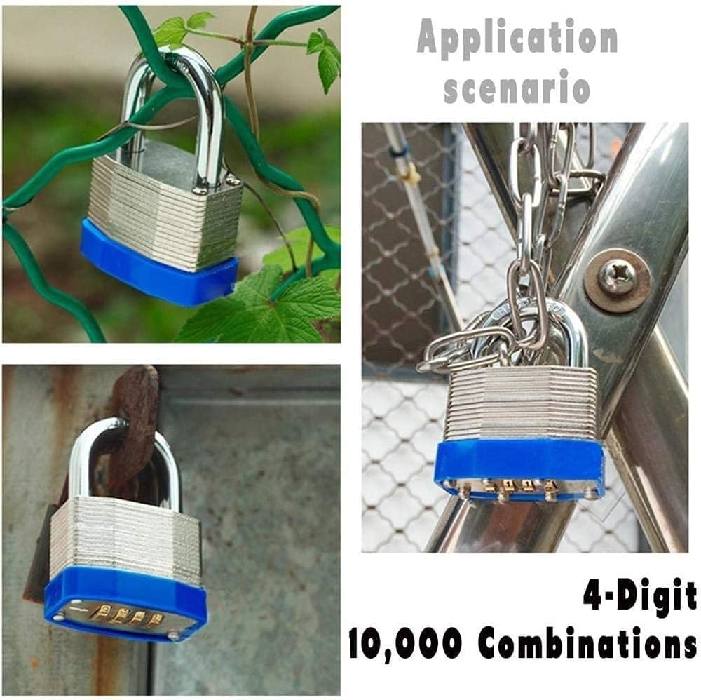 Lucchetto, Lucchetto con codice, Lucchetto con password con corpo in acciaio laminato a 4 cifre, Serrature hardware for esterni resistenti alle intemperie, for palestra, sport, lucchetti con combinazi